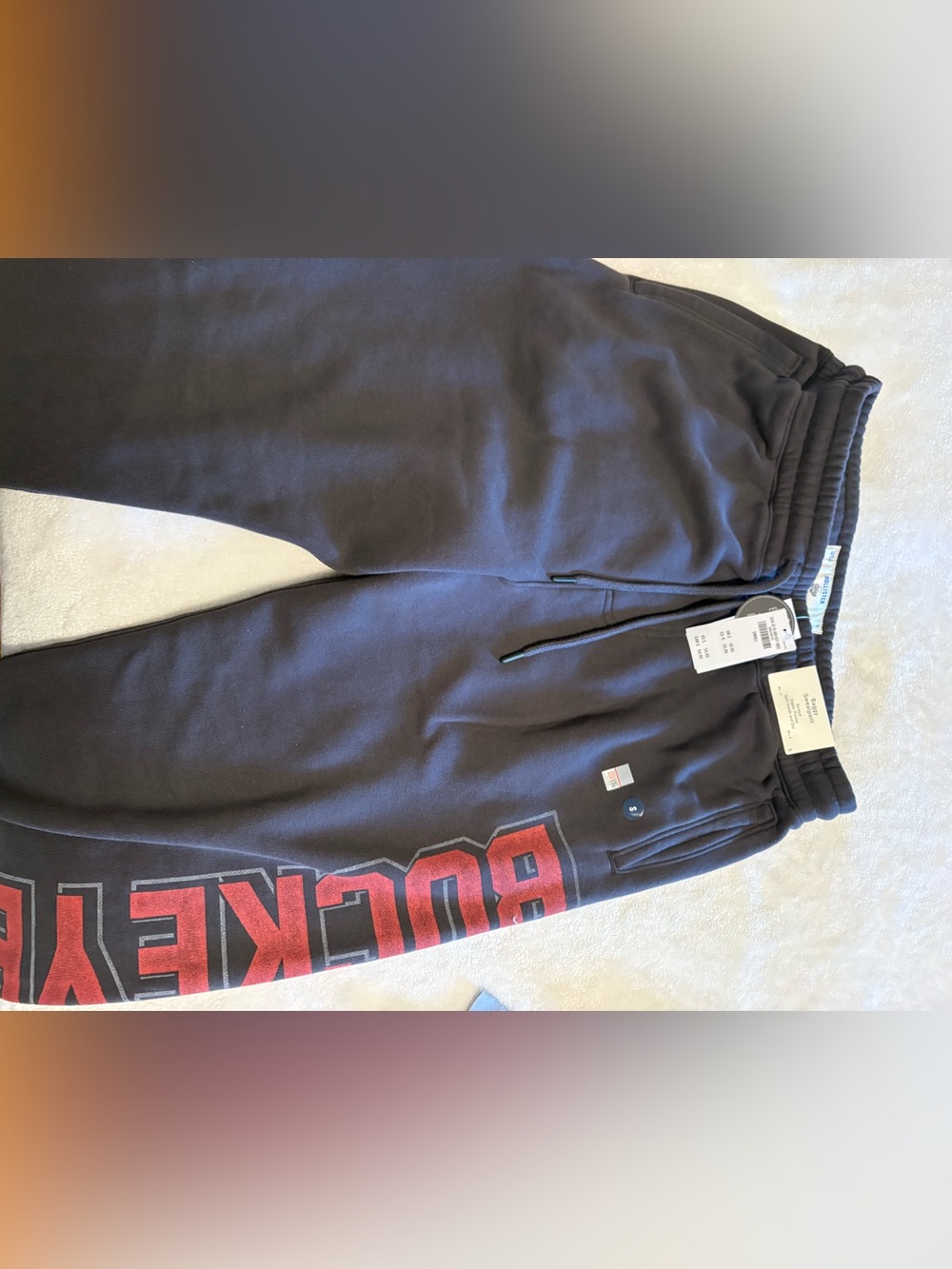 Hollister Black Sweatpants with Red Block Lettering